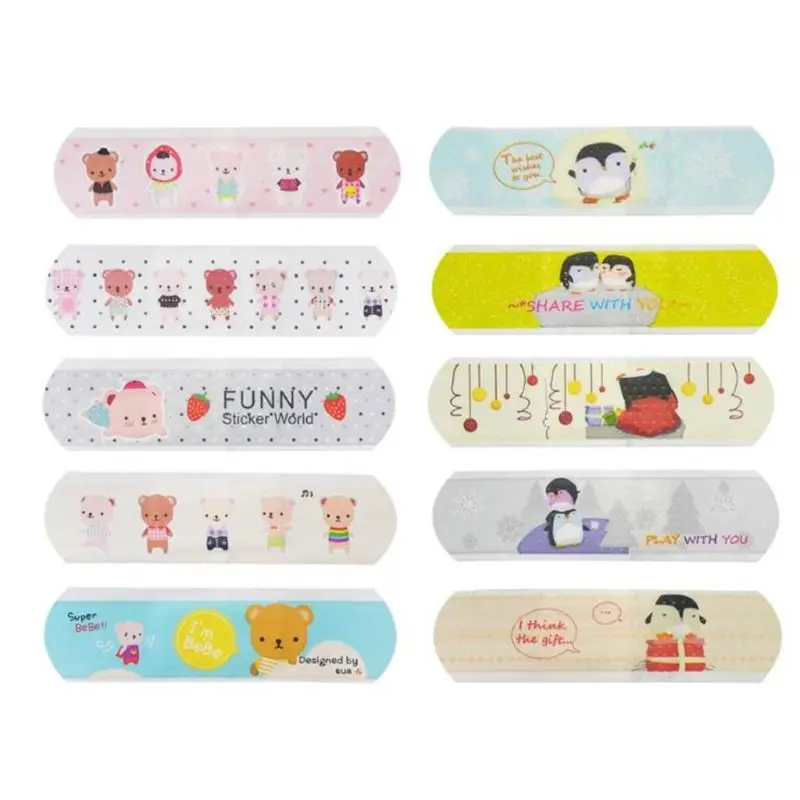 100Pcs/Box Child Kids Waterproof Adhesive Bandages Cute Cartoon Animal Printed First Aid Medical Healing Band Hemostasis