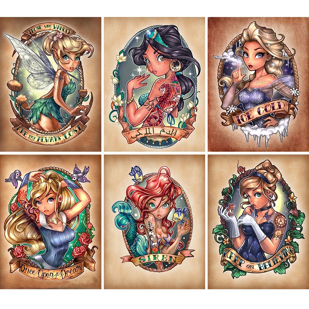 5d Diy Diamond Painting Disney Fantasy Princess Cartoon Theme Full Square  Round Handmade Embroidery Cross Stitch Home Decor Gift - Diamond Painting  Cross Stitch - AliExpress