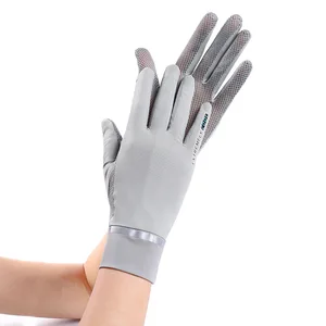 Sunscreen Thin Breathable Women Summer Gloves Ice Silk Touch Screen Soft Female Gloves Simple Style Solid Non-slip Cycling Glove