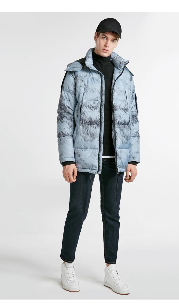 JackJones мужской зимний пуховик с отстегивающимся капюшоном и принтом, теплая куртка-парка, мужская одежда 218412537