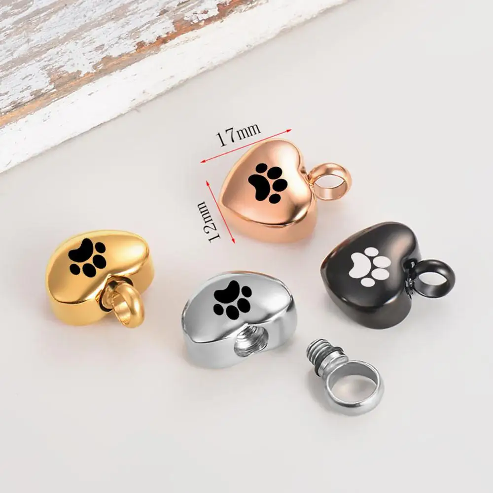 Engraved Heart Pets Paw Urn Necklace/Bracelet Heart Charms Memorial Ashes Urn Necklace/Bracelet Jewelry Makings keepsake Pendant 2