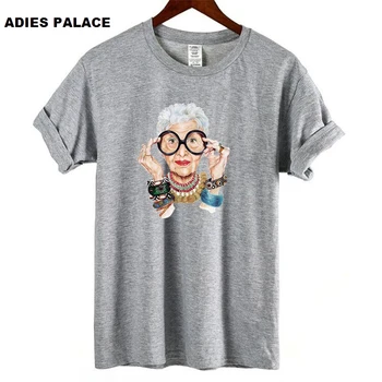 

Women's T-shirt Still Printing Short-sleeved T-shirt Temperament Grandma Portrait Round neck Short Sleeve