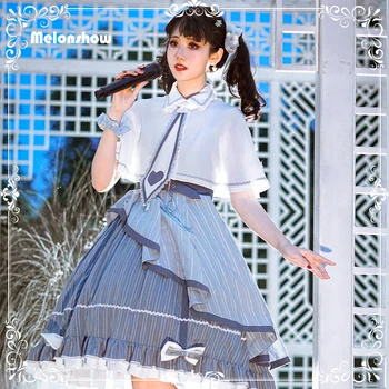 

Melonshow Transfer Student Cosplay Lolita Dress Jumper Skirt Plus Size Classic Victorian Blue White Slip Dresses Kawaii Clothing
