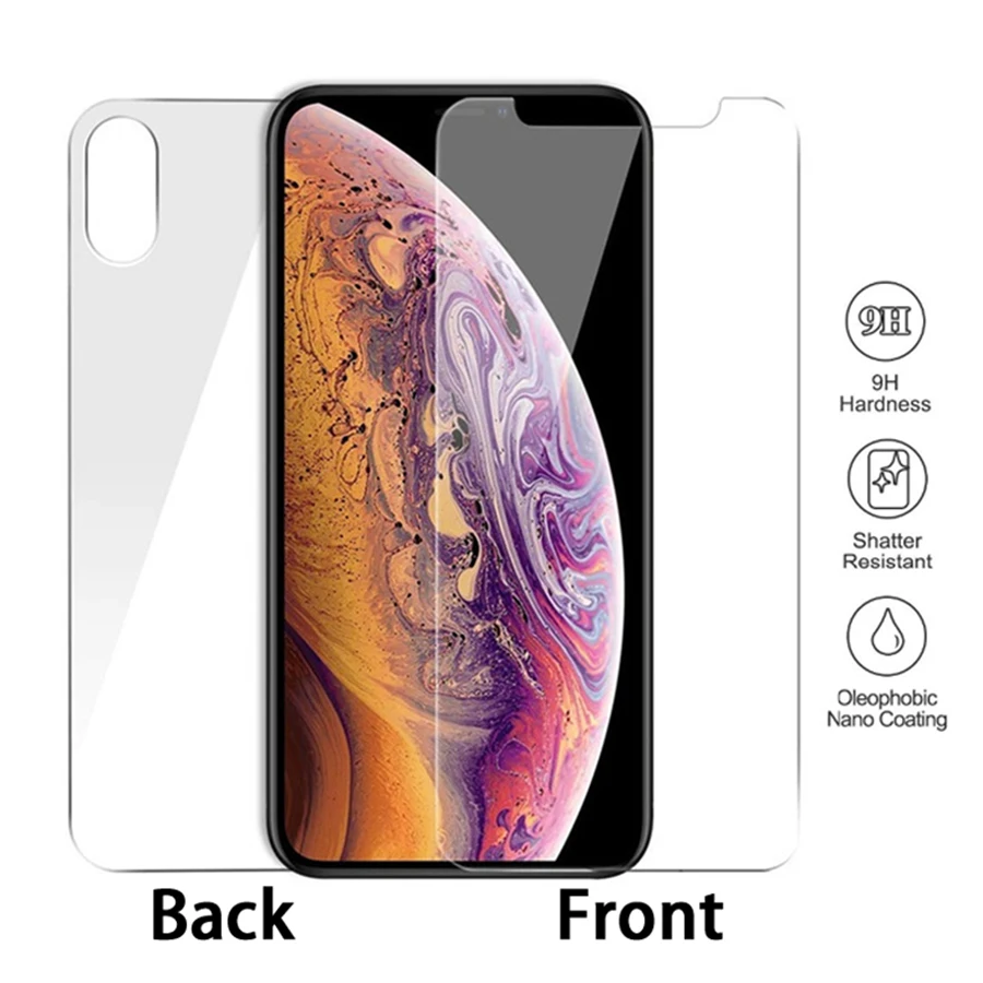 

Front Back Glass For iPhone X 11 Pro Max 6 7 8 Plus XS Tempered Glass For iphone X XS XR 7 8 6S Plus Screen Protector Glass Film