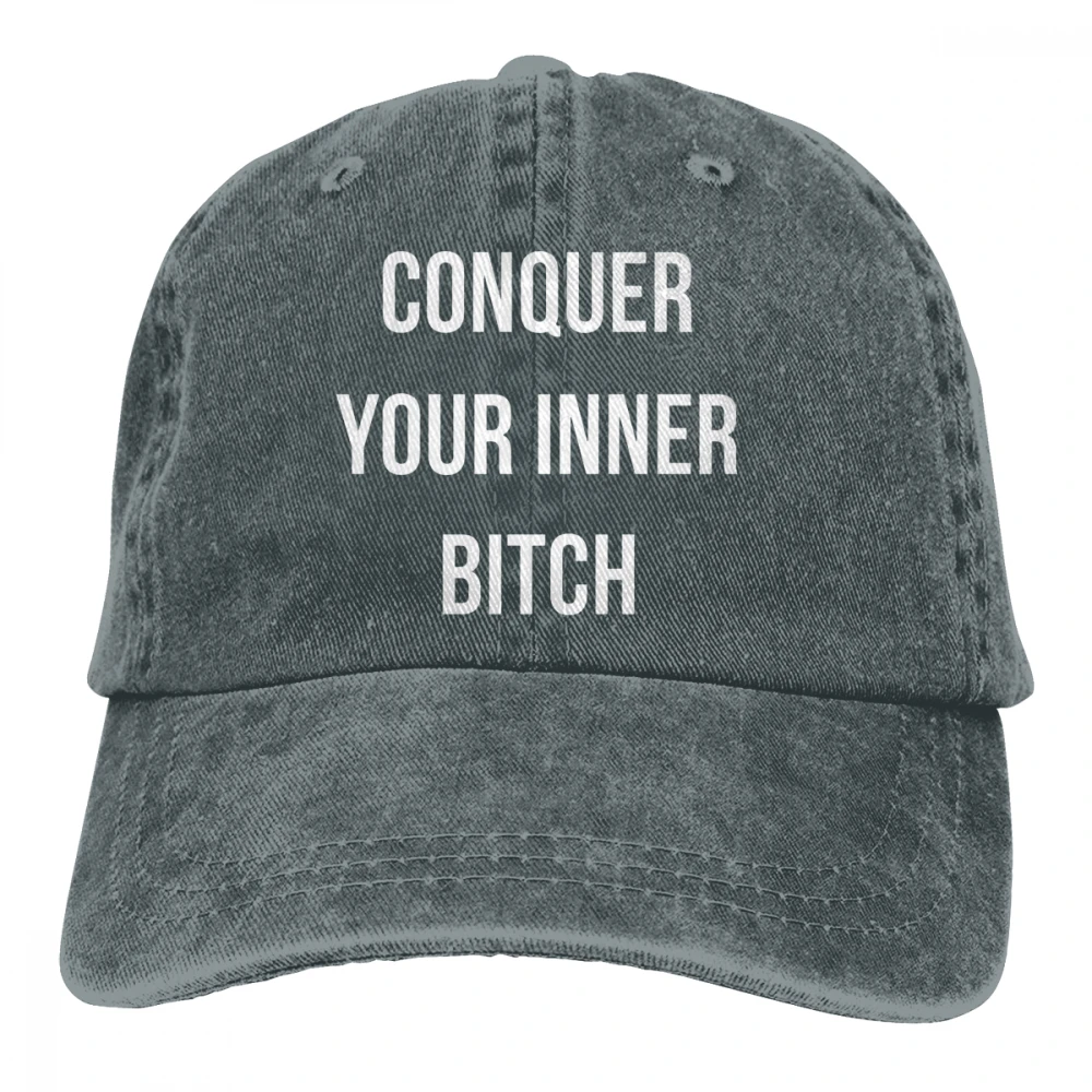 Conquer Ваша внутренняя Casquette черный унисекс Мужские Женские джинсовые бейсболка с ремешком кепки Регулируемая Гольф папа шляпа