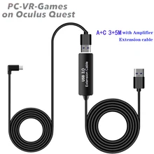 2in1 Total 8M/26Ft Type A to C USB Data VR Headset Extension Cable Line for Oculus Quest Link Steam VR Glasses Accessories