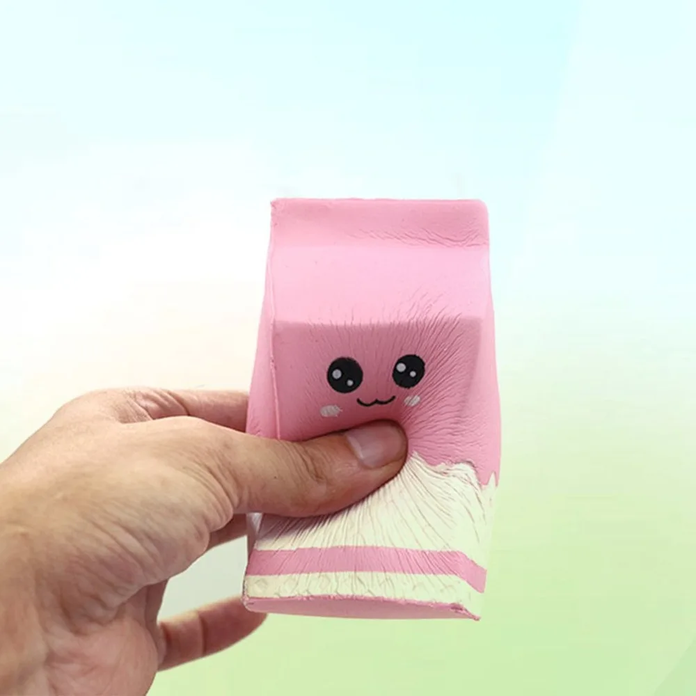 Smile Squishy Milk Box Squeeze Fun Soft Slow Rising Stress Reliever Squishes PU Toys