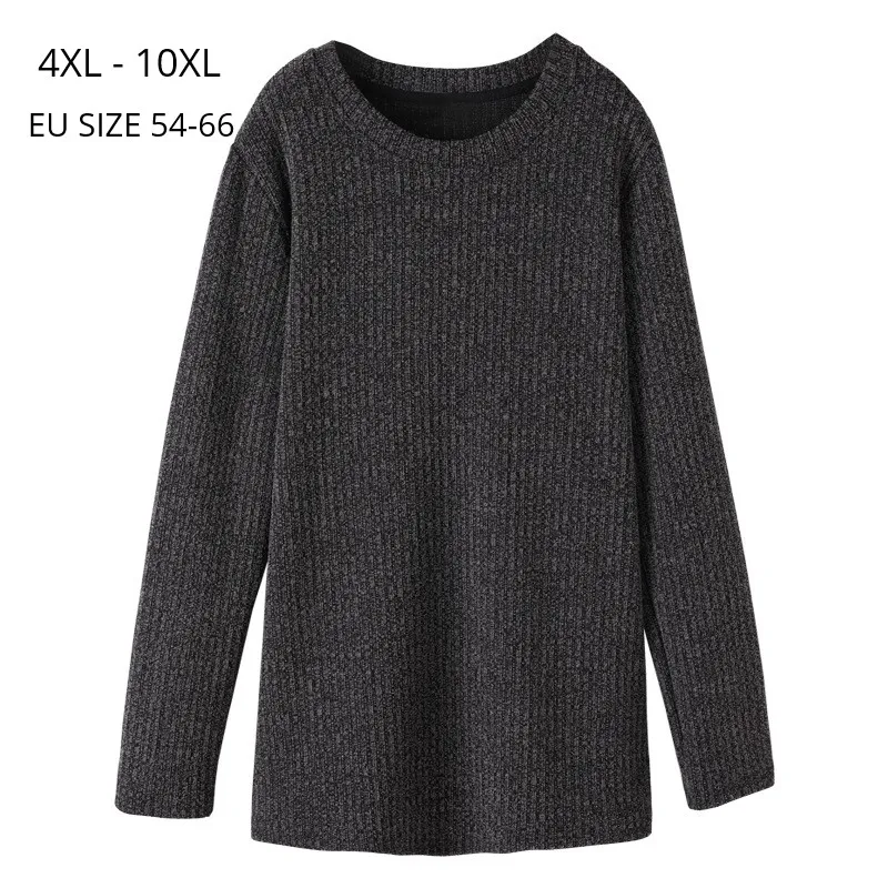 Женский свитер размера плюс 10XL 8XL 6XL 4XL с длинным рукавом на весну и осень, женский темно-серый пуловер с круглым вырезом, женский теплый свитер размера d