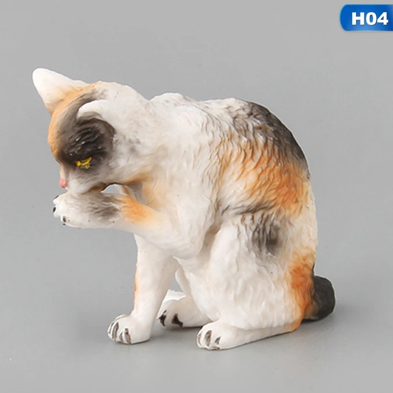 Simulation Mini Cat Animal Model Toys Small Plastic Figures Home Decor Figurine Decoration Accessories For Kids Toys - Color: H04