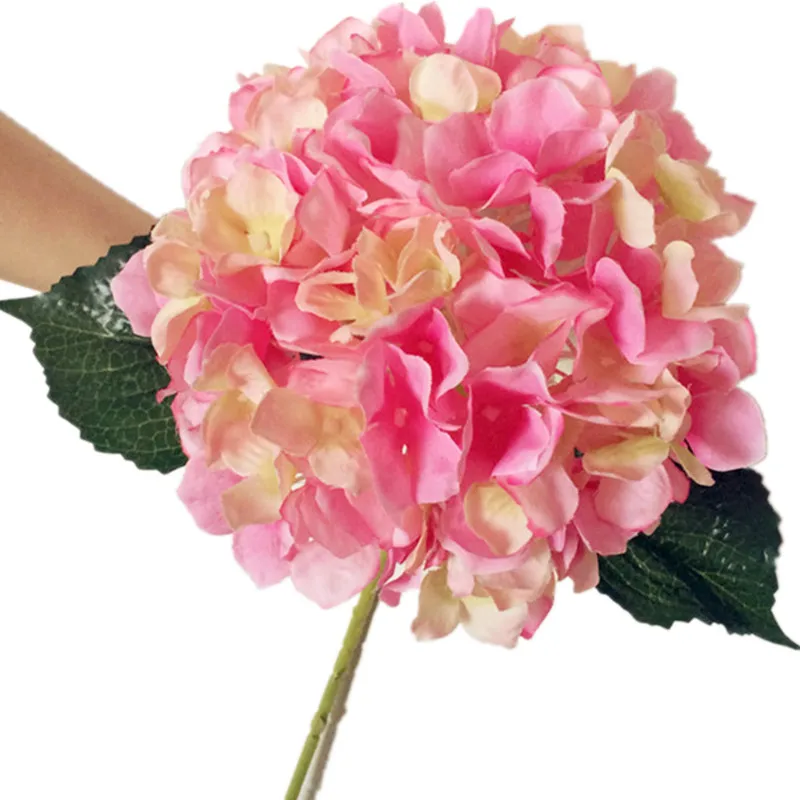 Extra Large Hot Pink Faux Silk Mophead Hydrangea Realistic Artificial Flower 