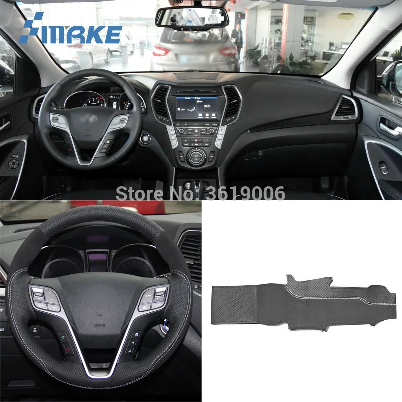 

For Hyundai IX45 High Quality Hand-stitched Anti-Slip Black Leather Black Suede White Thread DIY Steering Wheel Cover