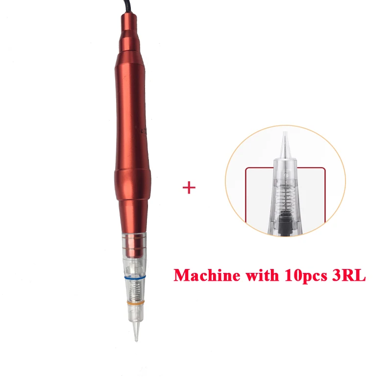 machine with needles Тату-пистолет, Перманентный макияж, машинка, набор, хорошее качество, алюминиевый сплав, микроблейдинг, машинка, ручка с иглами, аксессуары для боди-арта - Цвет: machine with needles