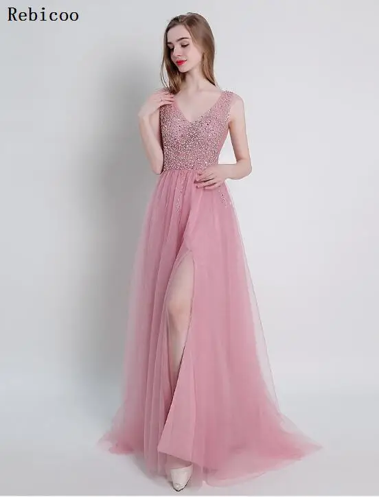 Vestido De Noiva, длинное розовое платье с аппликацией, кружевное, прозрачное, с вырезом, для торжественных случаев, для невесты, элегантное, для свадьбы, выпускного, вечерние, торжественное платье