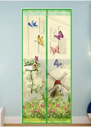 windmill green Магнитная Дверь сетка занавес противомоскитная сетка экран Ошибка Fly Guard мягкий мультфильм Лучшая цена - Цвет: windmill green