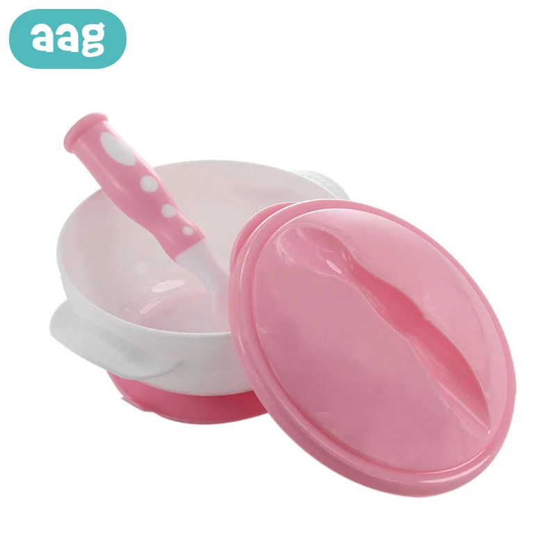 AAG Children's Dishes Set Sucker Baby Food Feeding Tableware Plate Suction Baby Eating Bowl+Spoon Kids Assist Training Crockery