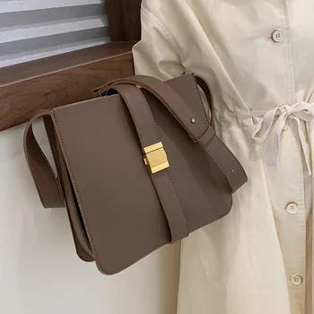 

French Design Square Solid Color Shoulder Bag 2020 Fashion Wild Messenger Bag Autumn&winter European Simple Shoulder Bag