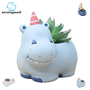 

Strongwell Nordic Cartoon Clever Animal Doll Flower Pot Garden Party Resin Flower Pot Desktop Decoration Home Decoration Gift