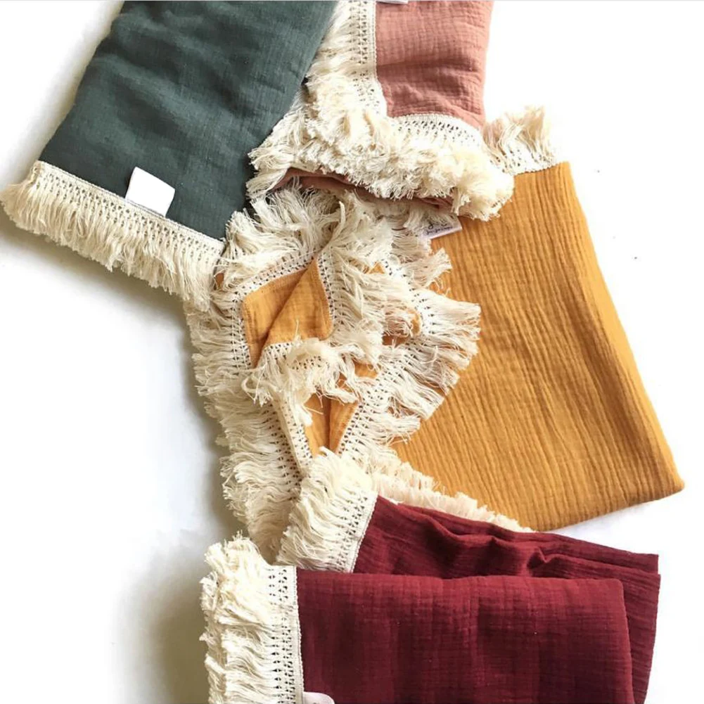 Newborn Baby Soft Tassels Swaddle Wrap Swaddling Sleeping Bag Blanket Headband Set