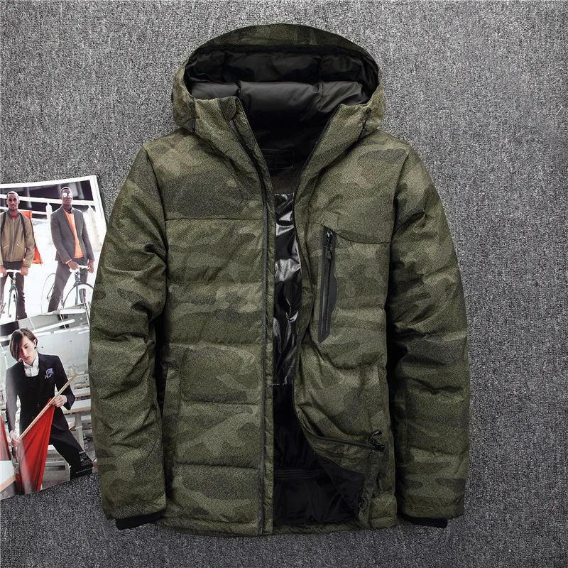 

Hooded Camouflage Duck Jackets Men Warm Thick Quality Coats Male Casual Winter Overcoat Down Parkas Man JK-535