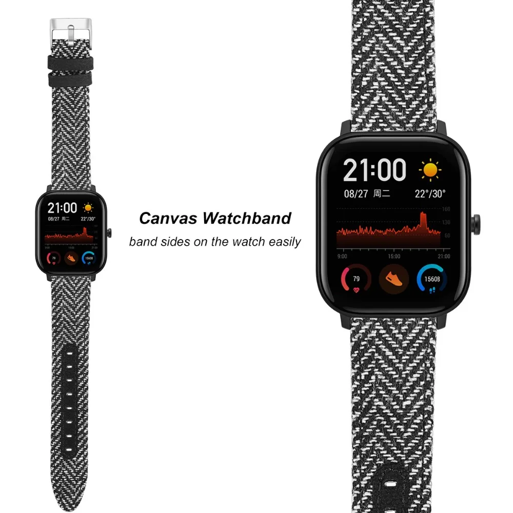 20 мм 22 мм холщовый ремешок для часов Huami Amazfit GTS нейлоновый быстросъемный ремешок браслет для Amazfit GTR 42 мм 47 мм Amazfit BIP полосы