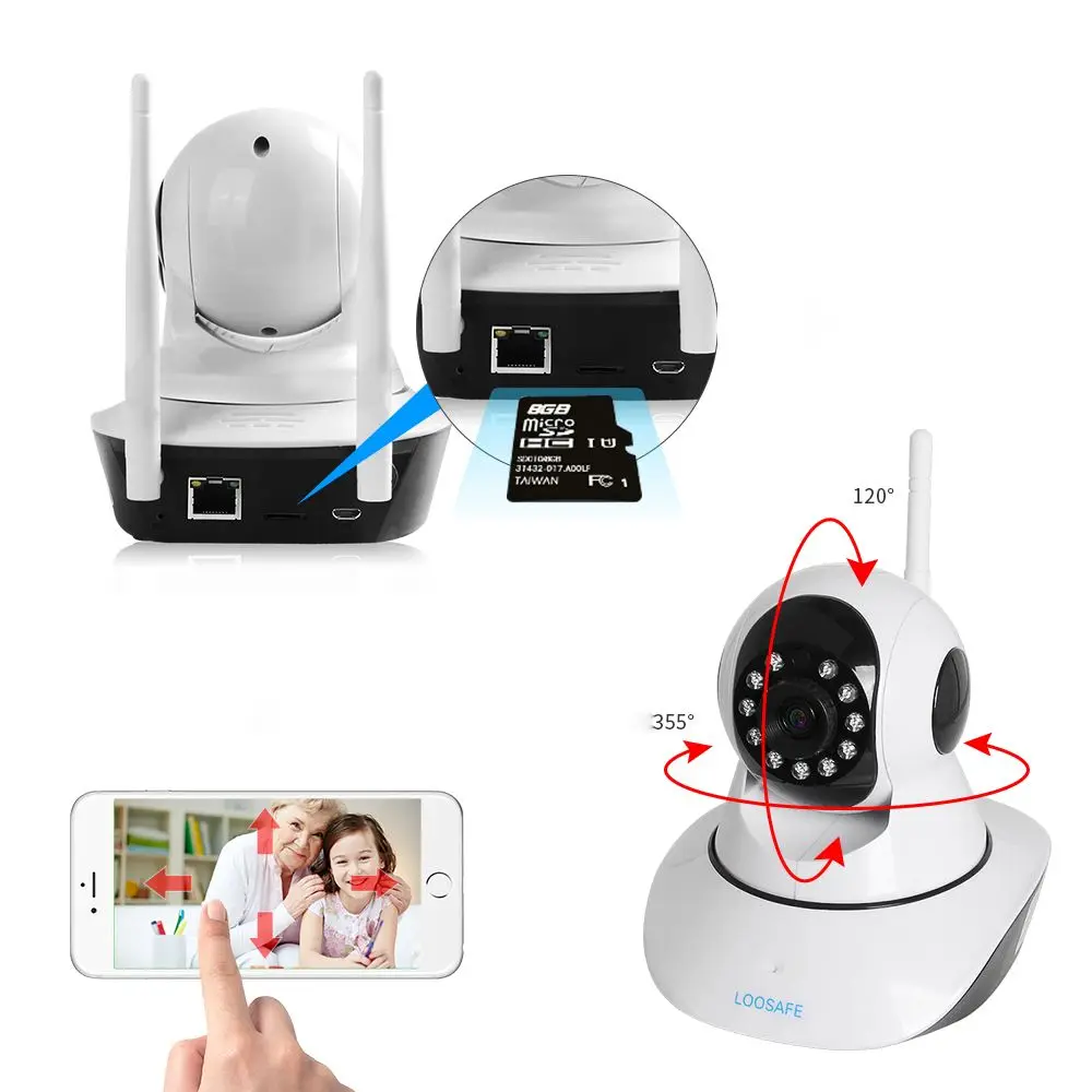 Loosafe HD 1080P Беспроводная ip-камера ONVIF H.264 ночная версия Обнаружение движения 120 ° домашняя камера с Wi-Fi детский спальный монитор