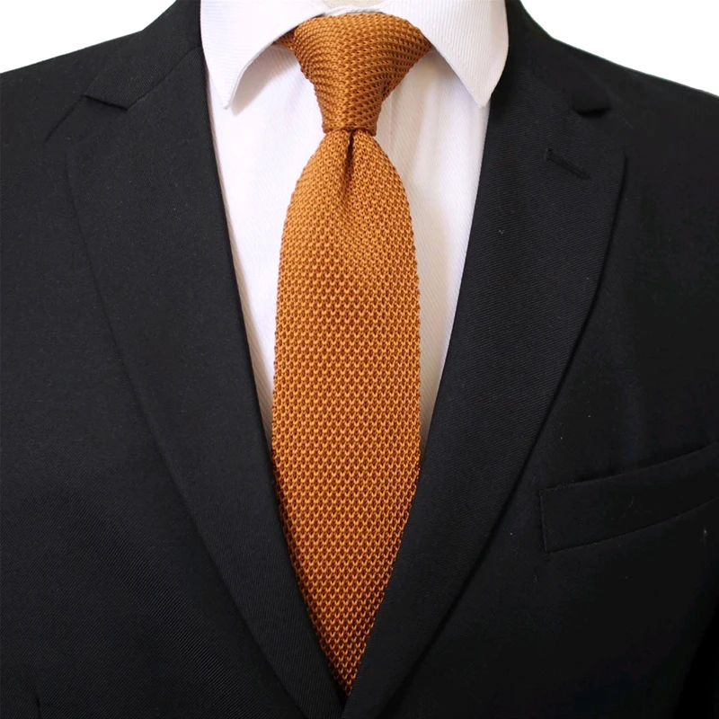 Мужской вязаный простой галстук, 5,5 см, Одноцветный, золотой, бордовый, ручная работа, высокое качество, узкий, тонкий, тонкий, тканый галстук, вечерние, аксессуары - Цвет: 01
