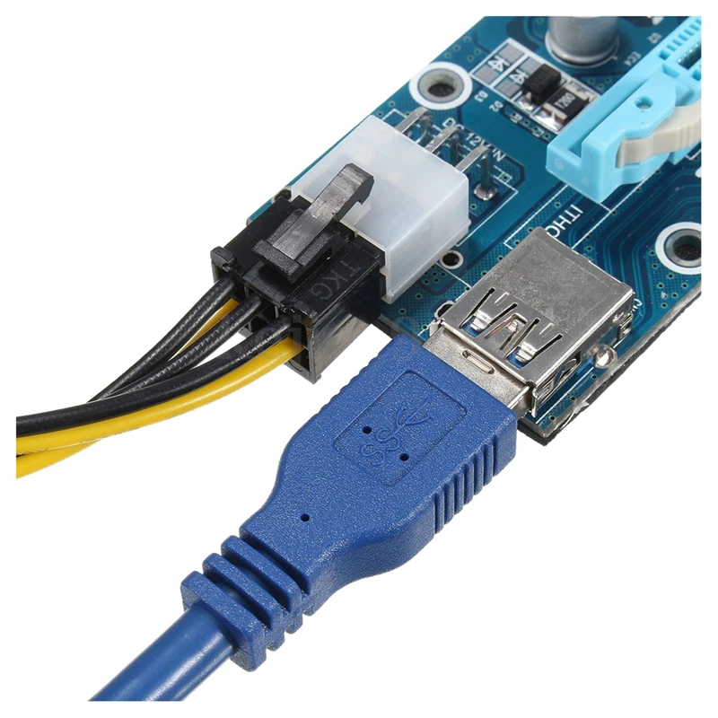 60 см USB3.0 PCI-E Express 1x до 16x удлинитель Riser Card Adapter SATA кабель питания синий