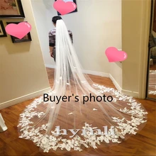 Новая белая и слоновая кость Соборная Мантилья свадебная фата длинная кружевная кромка свадебная вуаль с гребнем Свадебные аксессуары белая Фата невесты