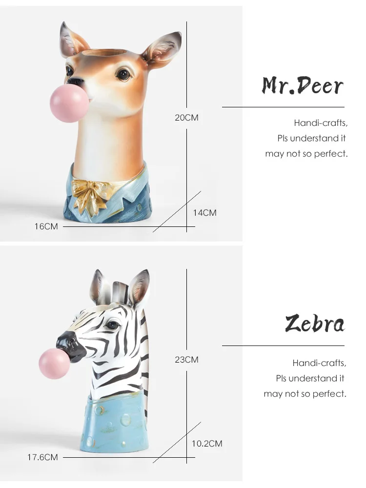 Resin Succulent Plants Flower Zebra Planter Plant Pot Vases Basket Lovely Animal Head Vase for Home Decor 6