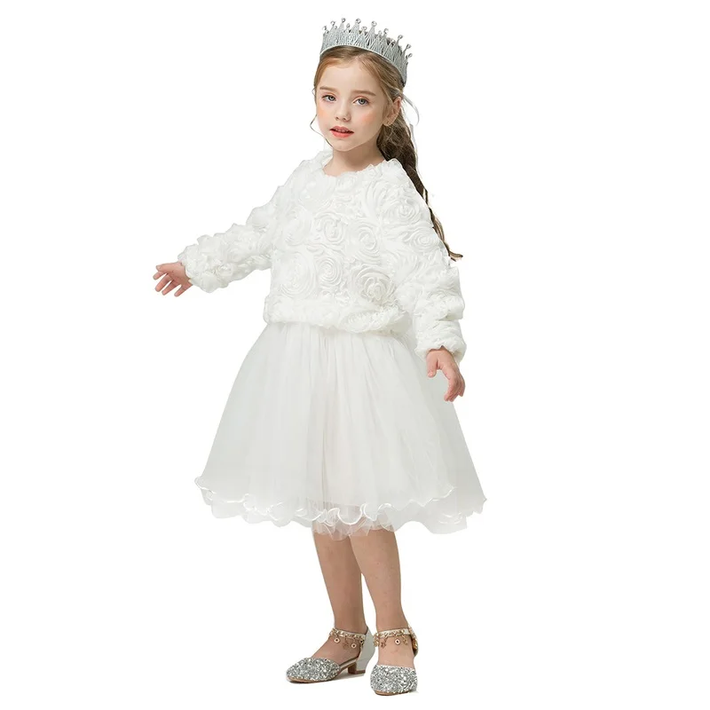 Платье для девочек Рождественский праздничный костюм Красная Полосатая юбка с блестками, платье осенне-зимняя повседневная одежда с длинными рукавами Детские платья для девочек