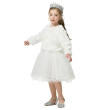 Платье для девочек Рождественский праздничный костюм Красная Полосатая юбка с блестками, платье осенне-зимняя повседневная одежда с длинными рукавами Детские платья для девочек