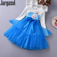 Осеннее платье «Эльза» с длинными рукавами и кружевным плетением; милый костюм для маленьких девочек; праздничное платье-пачка принцессы Софии; осенняя одежда для дня рождения