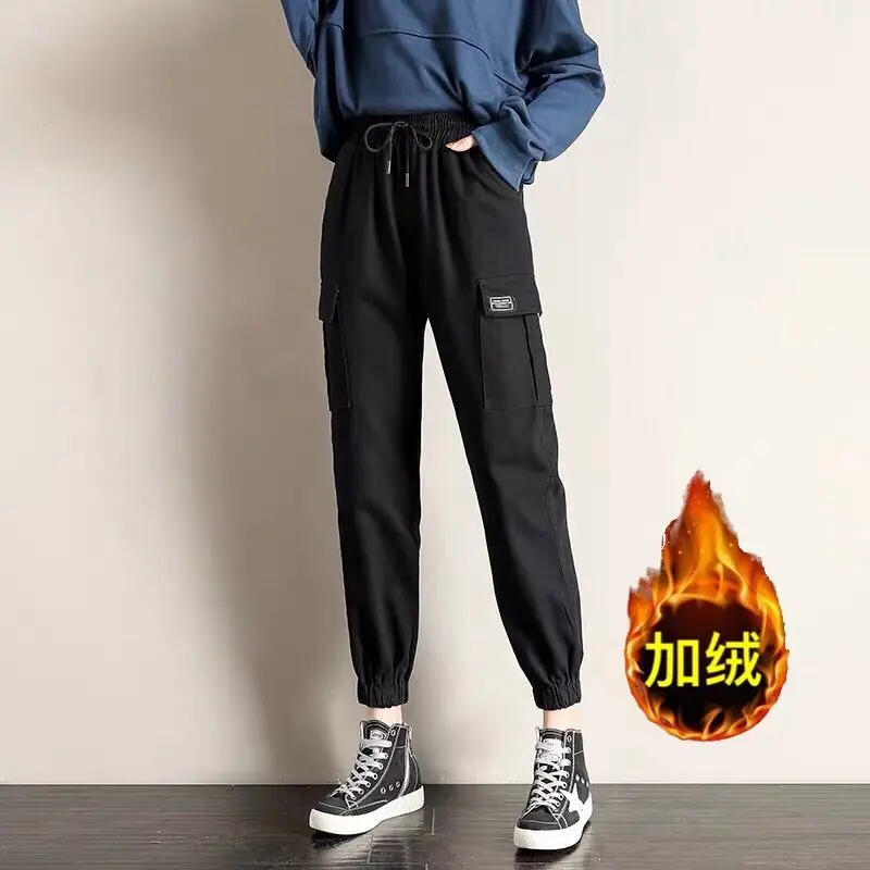 

Cargo pants female Korean students casual loose high waist slim autumn and winter New Joker nine-point toe harem pants