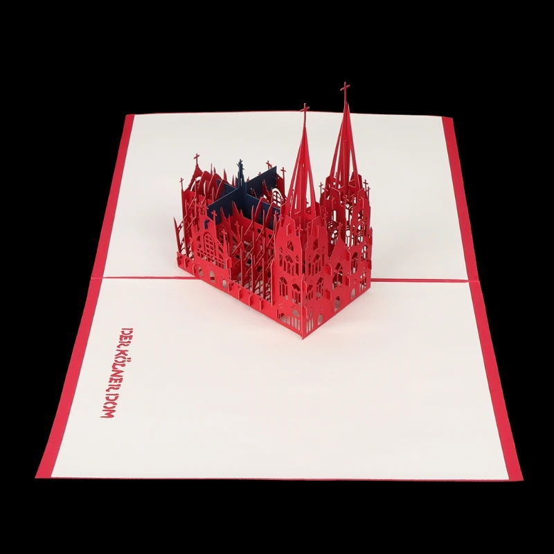  3D Pop Up Paper Greeting Card Church Valentine Anniversary Invitations Handmade D08D - 4.00036E+12