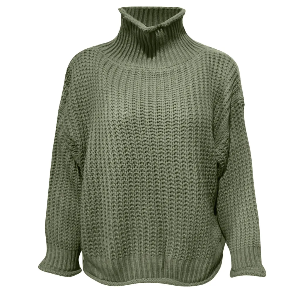 KANCOOLD, новинка, Осень-зима, женские вязаные свитера, пуловеры, водолазка, длинный рукав, сплошной цвет, тонкий, устойчивый к морщине свитер - Цвет: Зеленый