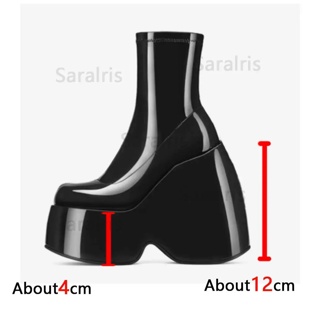 New Fashion Spring Autumn Solid Ankle Boots Chunky Platform High Thick Heels Comfy Walking Gothic Street Style Women Shoes