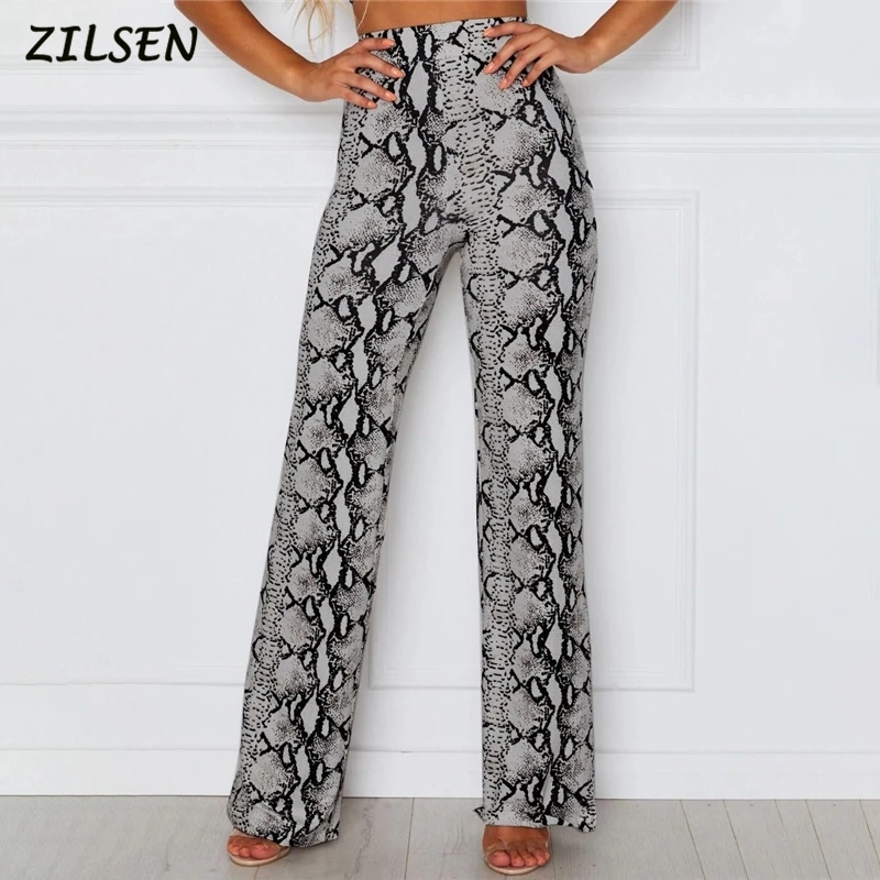 

2019 New Summer Flare Pants Women Sexy Skinny Pant High Waist Snake print pantsTrousers Party Bodycon Bandage Pants Long