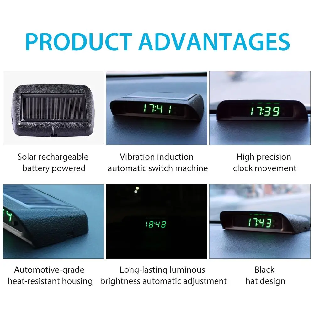 Auto Uhr Auto Interne Stick-Auf Digitale Uhr Solar Powered 24-Stunde Auto  Uhr mit Gebaut-in batterie Auto Dekoration Elektronische EINE - AliExpress