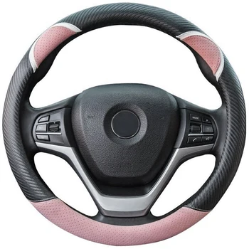 

Cute Steering Wheel Cover Synthetic Leather Auto Car Steering Wheel Cover for Women 15 Inch (Pink)