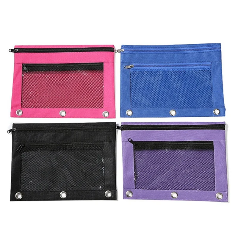 Футляр для карандашей Binder двойная молния файл канцелярская сумка ткань Оксфорд двойной карман сетка окно Карандаш сумка многоцветный