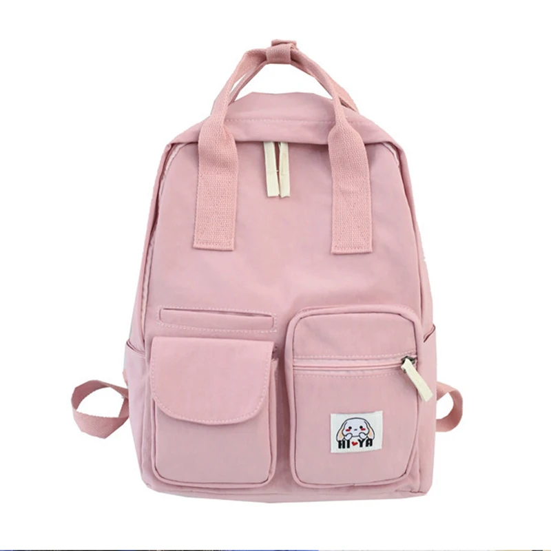 Женский консервативный холщовый рюкзак однотонный мульти-карманный большой емкости повседневная школьная сумка для подростков леди Тур сумка на плечо - Цвет: pink