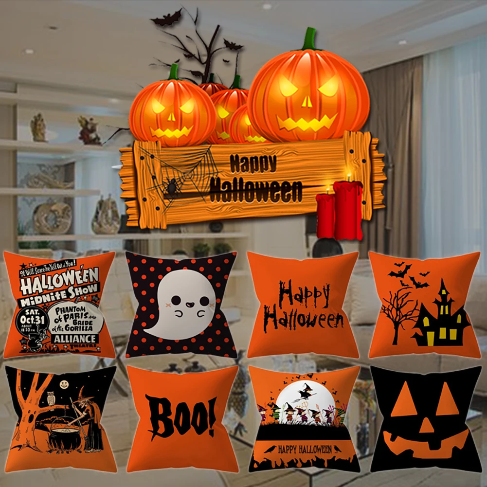 

Halloween Pumpkin Pillow Cases Cartoon Pattern Square Pillow Case Covers For Halloween Gift 45*45cm