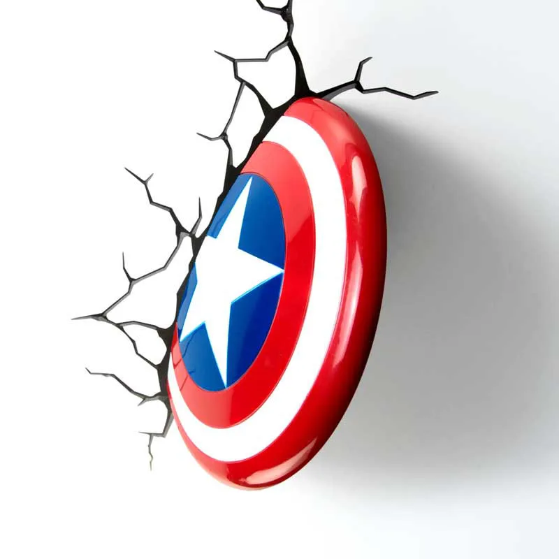 3D Marvel Капитан Америка светодиодный ночник Настенный светильник спальня ABS Креативные украшения детской комнаты лампы праздники Рождество год лампа