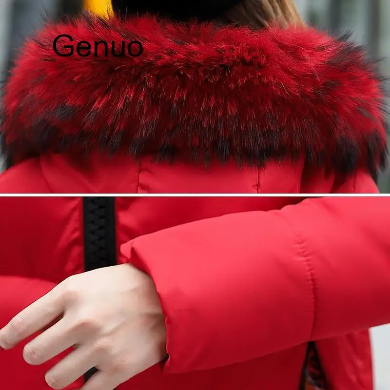 Winter Jacket Women High Quality Coat Female Long Slim Solid Color Female Jackets Zip Fur Collar Women Jacket