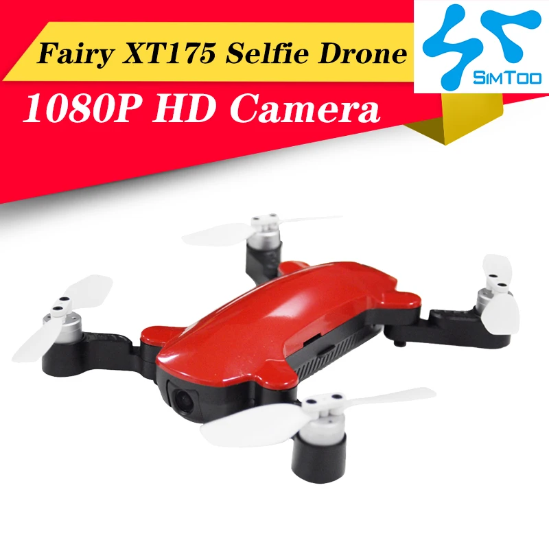 SIMTOO Фея XT175 Wifi FPV RC Квадрокоптер 2,4G 4CH gps 1080P HD камера селфи Дрон оптическое позиционирование потока складной красный/черный - Цвет: Красный
