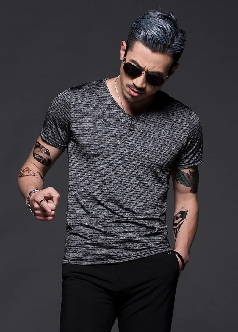 Горячие летние мужские футболки сплошной цвет Slim Fit короткий рукав мужские s Новые Топы из полиэстера футболка брендовая одежда 70B0162
