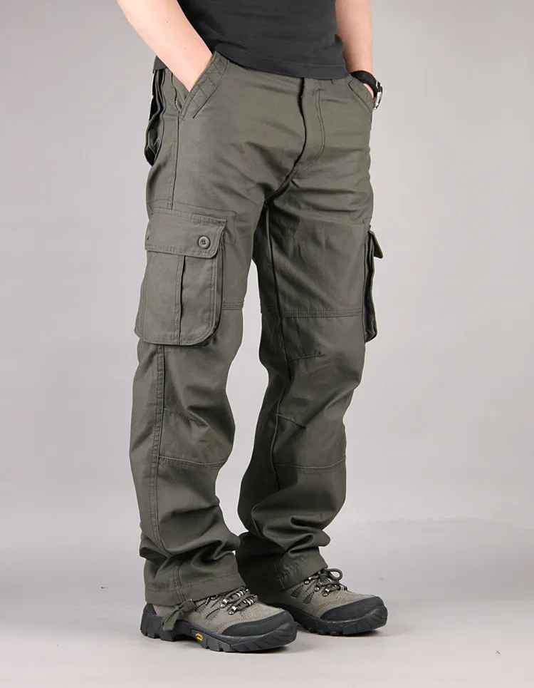 Тактические повседневные брюки с несколькими карманами, военные брюки-карго, мужская верхняя одежда, уличная одежда, армейские прямые брюки, большие размеры 44, мужские брюки