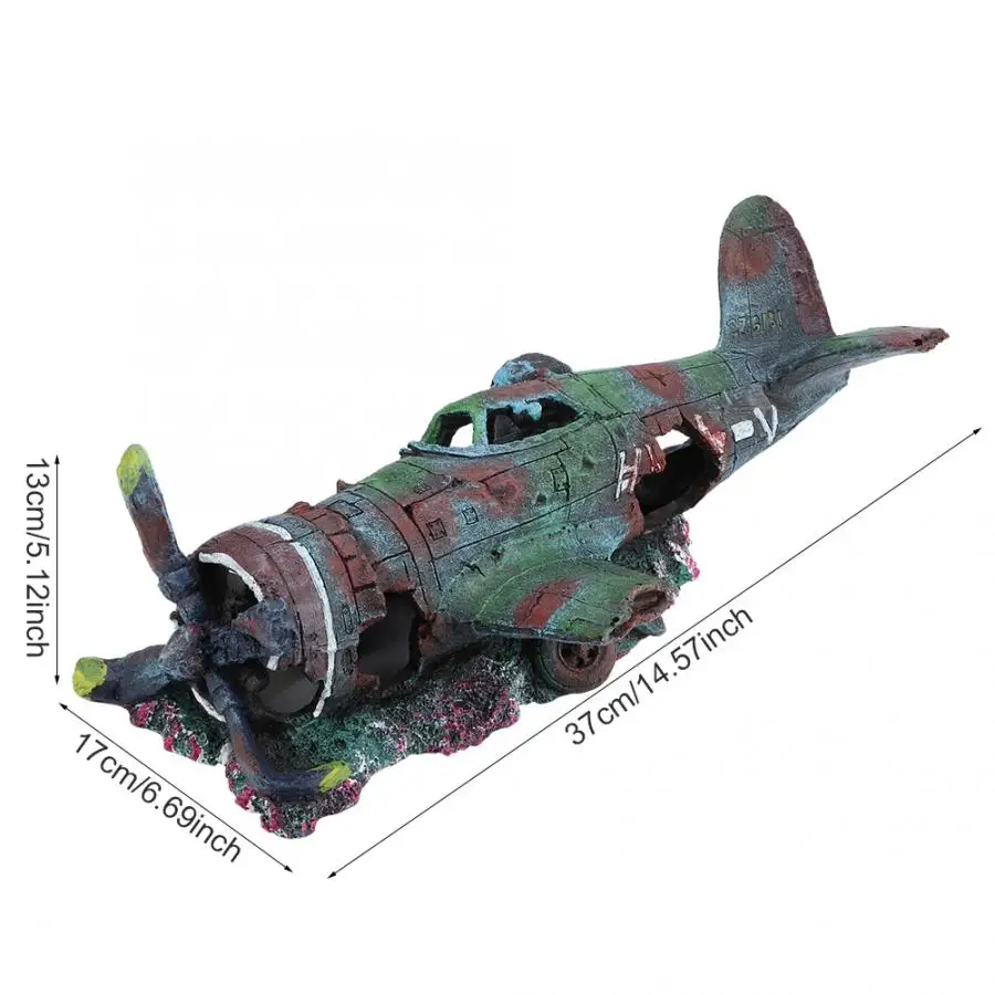 Смола крушение войны самолет истребитель поврежденный Battleplane аквариум пещера-украшение