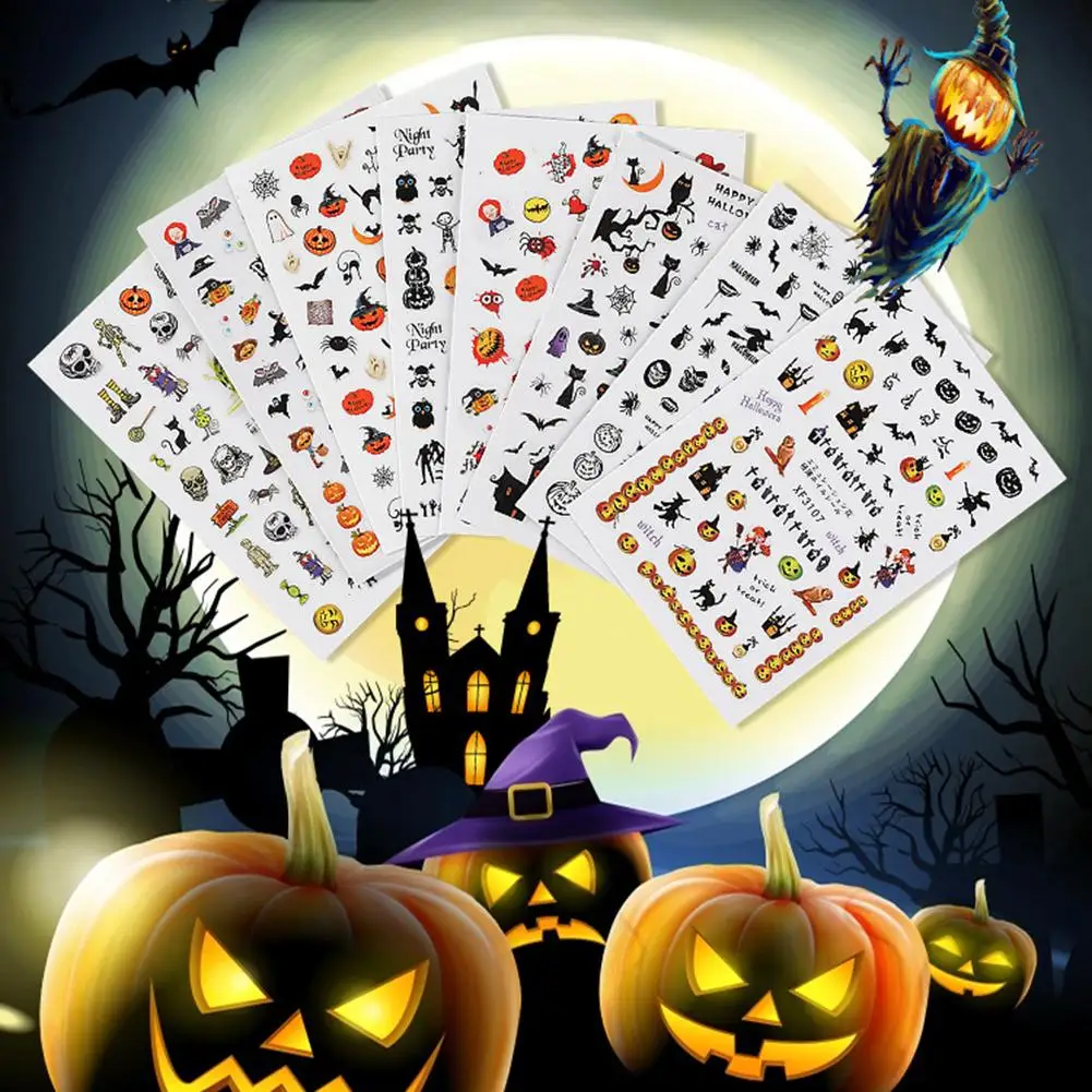 5 шт. декоративные наклейки на ногти в виде тыквы призрака ведьмы черепа | Красота
