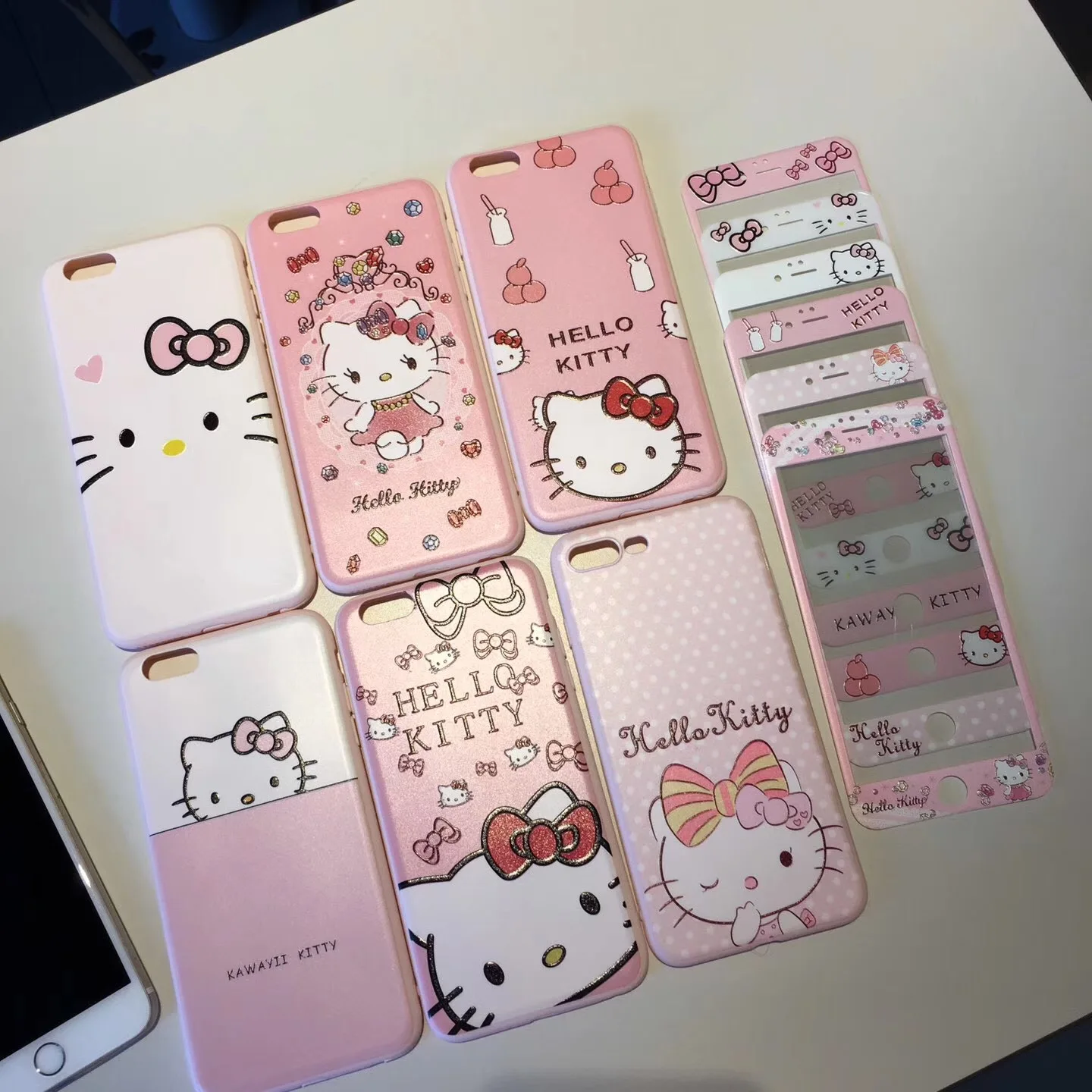 360 милый мягкий чехол с рисунком hello kitty Cat для IPhone XR XS Max X 10 8 7 6 6s Plus+ Передняя пленка из закаленного стекла